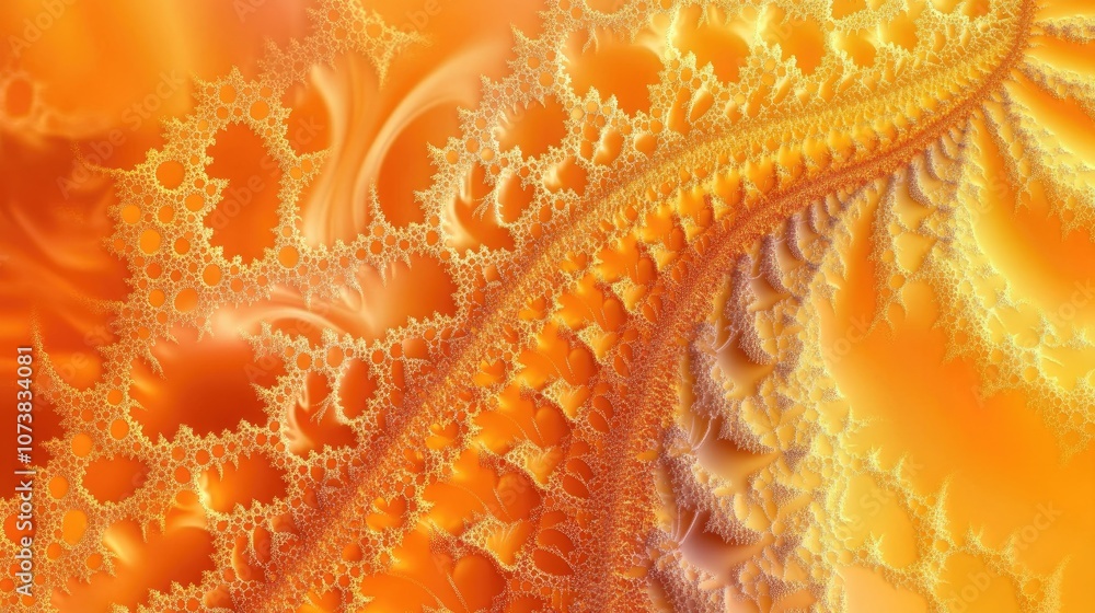Poster abstract background featuring a vibrant orange and yellow color palette with intricate raster fracta