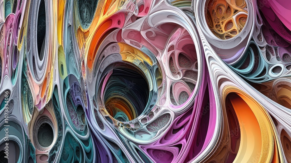 Aufkleber abstract digital fractal artwork showcasing a surreal design with vibrant colors and intricate patte