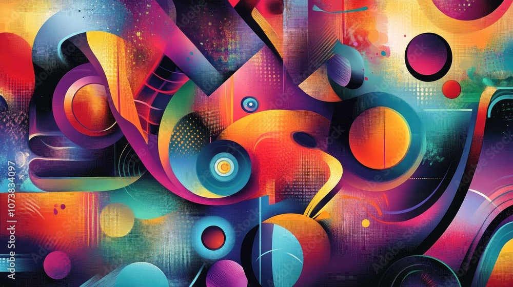 Poster abstract colorful background featuring vibrant shapes and patterns