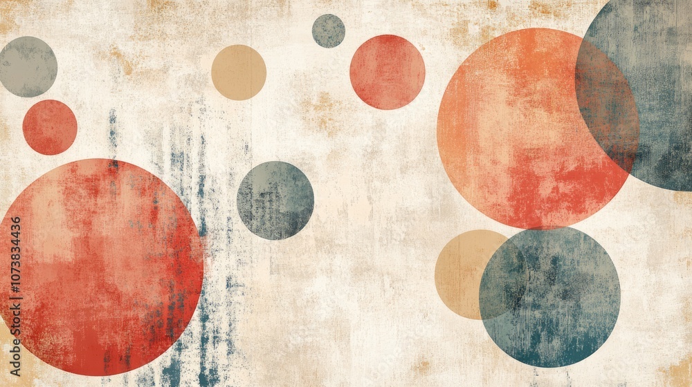 Poster vintage abstract background featuring circles a subtle grunge texture minimalist patterns and festiv