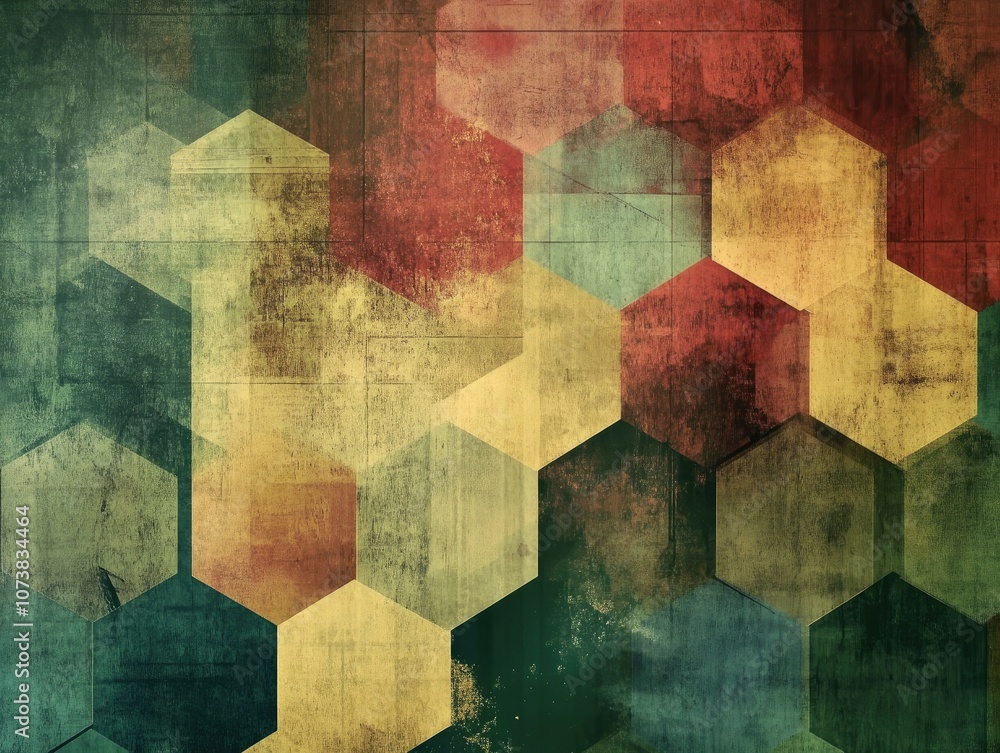 Poster abstract geometric background featuring hexagonal shapes in a raster format