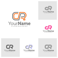 Set of Modern letter CR logo design vector. Creative CR logo concepts template