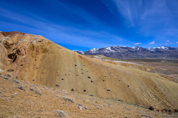 Mars. Multi-coloured rock formations. Tourist place, Mountain Altai.