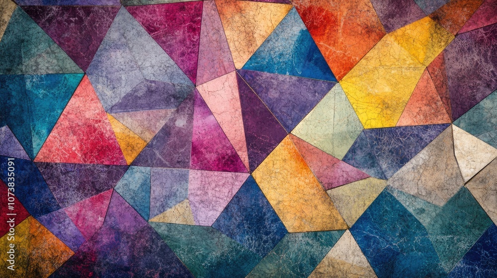 Poster abstract textured design featuring a colorful geometric illustration and mosaic pattern suitable for