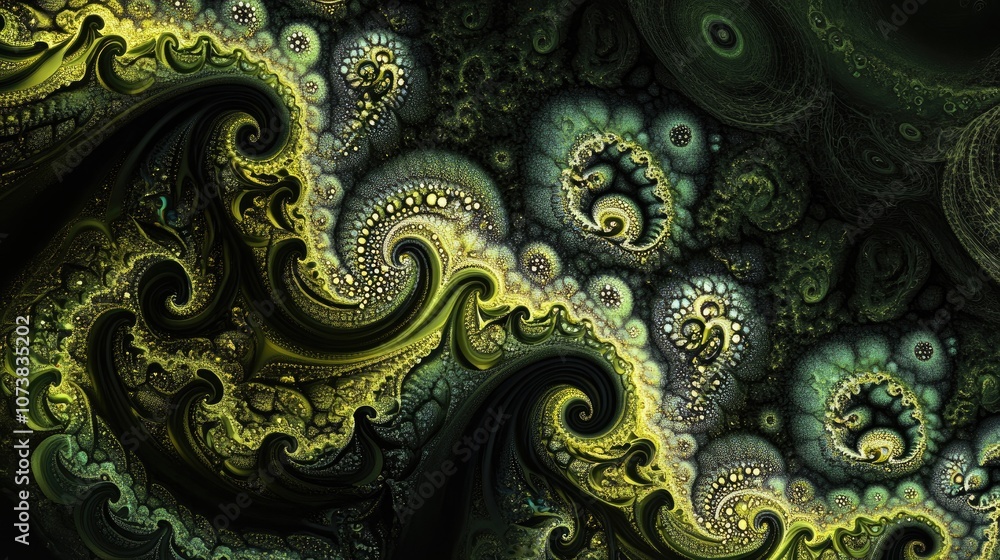 Poster abstract fractal design featuring infinitely complex patterns that maintain self similarity across v