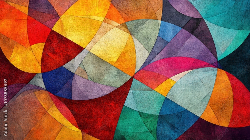 Poster abstract grid pattern with geometric shapes and vibrant colors