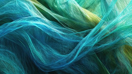 Obraz premium A stunning layer of light blue and green fibers showcasing distinct elements of digital design