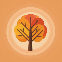 simple minimalist autumn tree vector illustration isolated