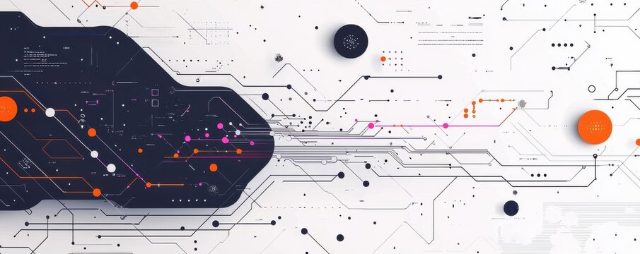 Abstract technology background with circuit lines and geometric shapes