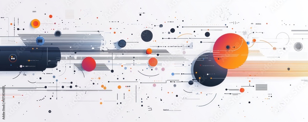 Poster abstract geometric background with colorful circles and lines
