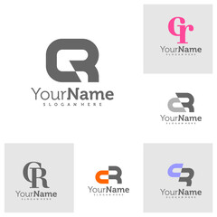 Set of Modern letter CR logo design vector. Creative CR logo concepts template