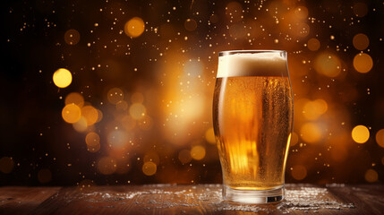 A glass of cold beer. Draft beer. Cold refreshing alcoholic drink.
