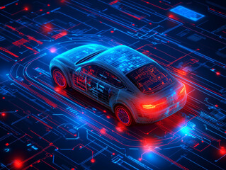 Electric car technology background circuit board 