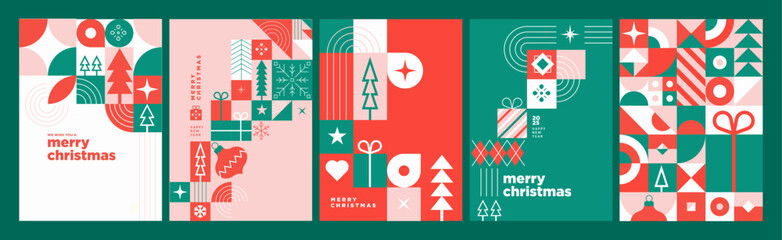 Merry Christmas and Happy New Year Greeting Cards. Vector illustration concepts for background, greeting card, party invitation card, website banner, social media banner, marketing material.