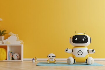 This vibrant children’s room showcases friendly robot assistants designed to entertain and educate little ones during playtime. Generative AI