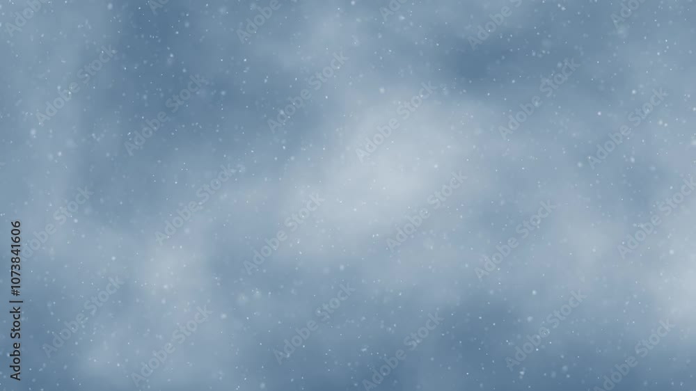 Poster blue foggy light with loop snowfall copy space background.