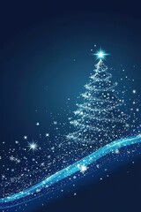  Blue Christmas background with snowflakes and Christmas tree