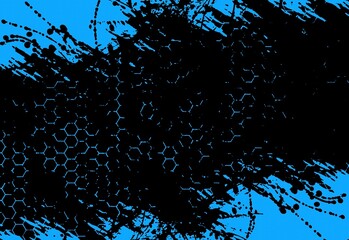Black colors honeycomb texture on a blue background