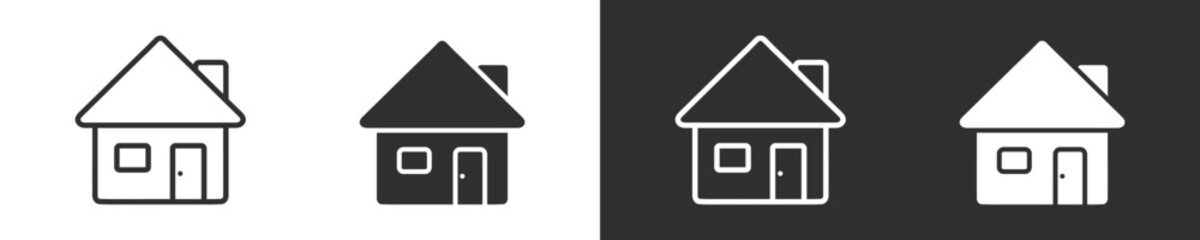 Simple residential home icon set. Property symbol. Basic house silhouette. Minimalist house icon in vector design style