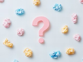 pink, paper question mark