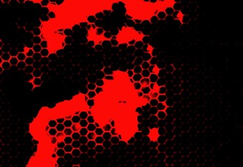 Red paints texture of the honeycomb abstract