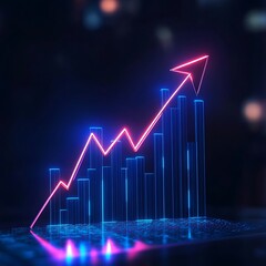 Dynamic 3D financial chart illustration with rising arrows image