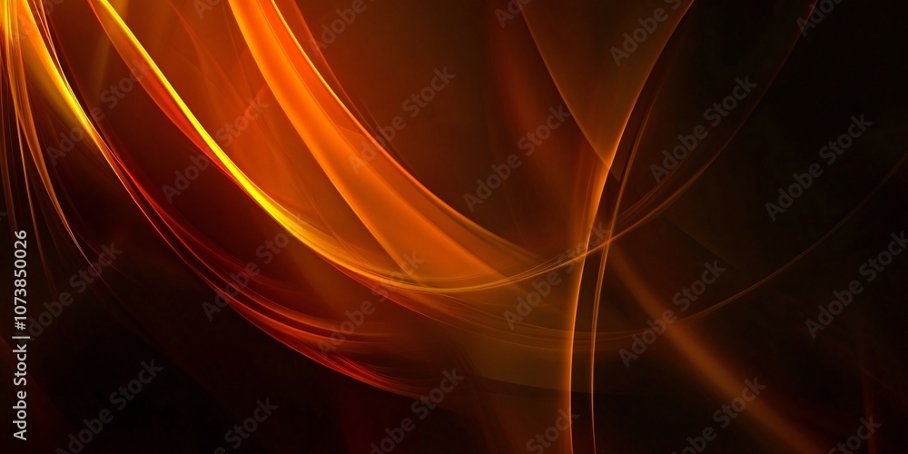 Poster smooth orange waves creating a dynamic and elegant abstract composition on a dark background