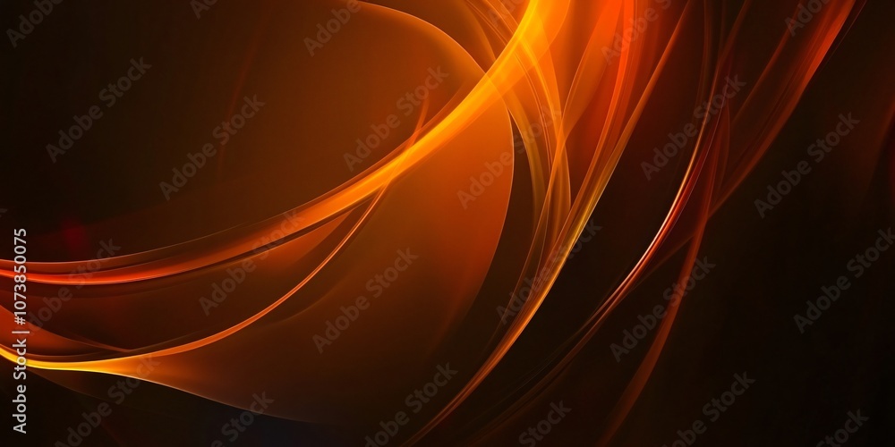 Poster abstract orange waves are flowing on a dark background, creating a dynamic and energetic design