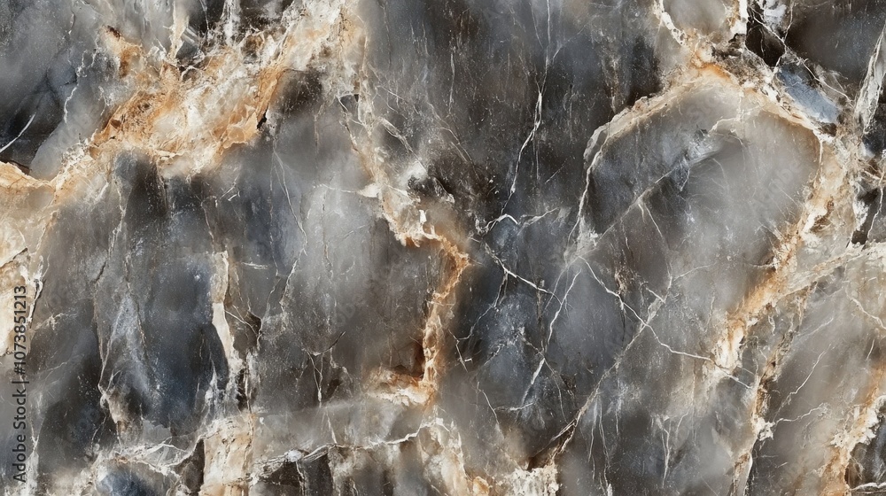 Poster an abstract close-up of a wide marble surface featuring intricate patterns and a blend of grey, brow