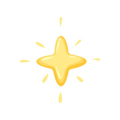 Vector star in flat style isolated on white background. Star decoration for prints and cards. Hand drawn doodle shining star.