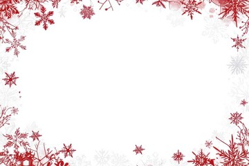 Red and White Christmas Frame with Snowflakes