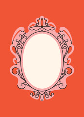 Vintage frame. Pictire baguette, framework for museum painting. Decorative antique border for gallery display, old retro victorian style. Flat vector illustration isolated on white background.