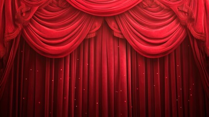 Elegant red velvet theater curtain, creating an inviting atmosphere for performances.