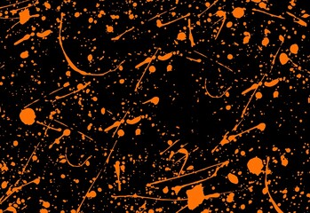 Orange paint texture background on black splash brush