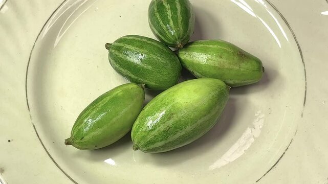 Pointed gourd closeup rotation in 4K 