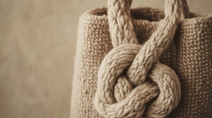 Fototapeta premium Close-up of japanese crochet bag with stylish knot design