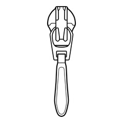 Zipper Pull Tab Line Art Technical Drawing for Fashion Accessories Design


