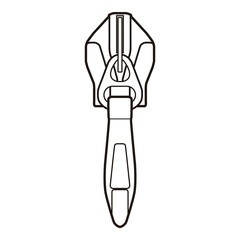 Zipper Pull Tab Line Art Technical Drawing for Fashion Accessories Design

