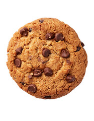 Delicious freshly baked chocolate chip cookie isolated on transparent background
