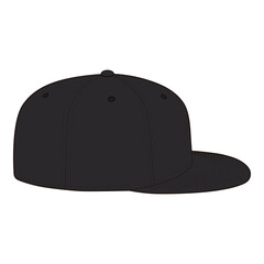 Snapback Cap Side View Colored Technical Drawing for Fashion Design

