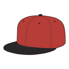 Snapback Cap Front and Side View Technical Template for Fashion Design

