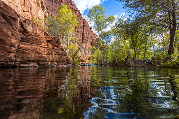 Close Up View Of West Clear Creek In Arizona Fall Time