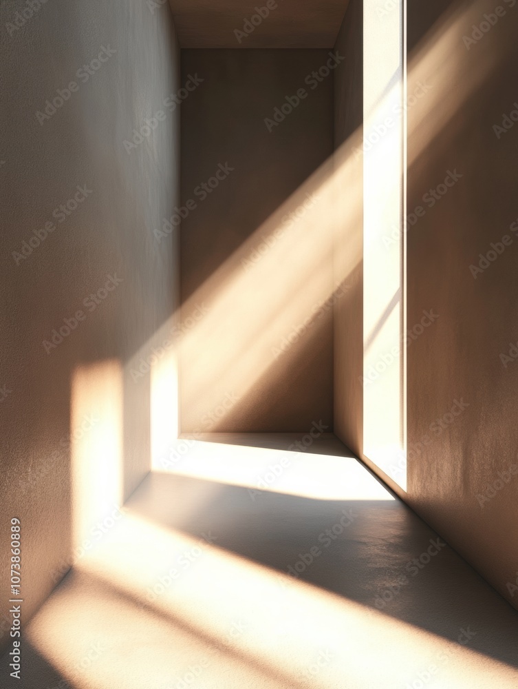 Poster soft rays of sunlight filter through a narrow opening, creating a dynamic contrast of light and shad
