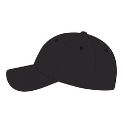 Fototapeta premium Black Baseball Cap, Side View