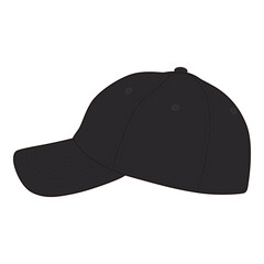 Curved Brim Cap Back View Black Template for Fashion Design

