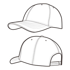 Curved Brim Cap Front and Side View Template for Fashion Design

