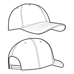 Curved Brim Cap Side and Back View Template for Fashion Design

