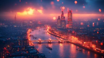 Fototapeta premium night, city, sunset