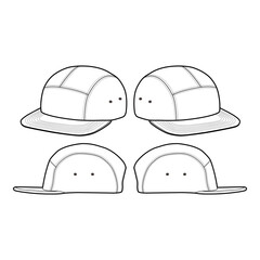 5-Panel Cap with Structured Panels Side and Front View Template for Fashion Design

