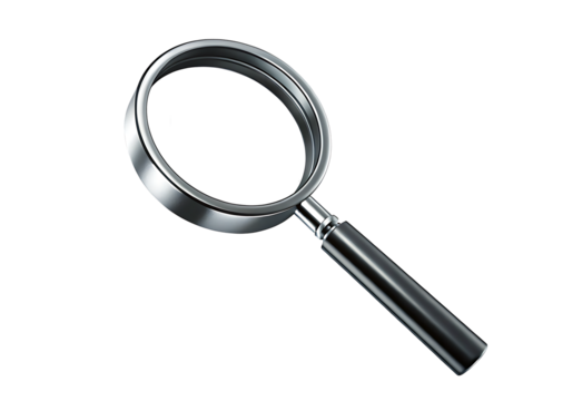Magnifying glass isolated on white background PNG. AI GENERATED
